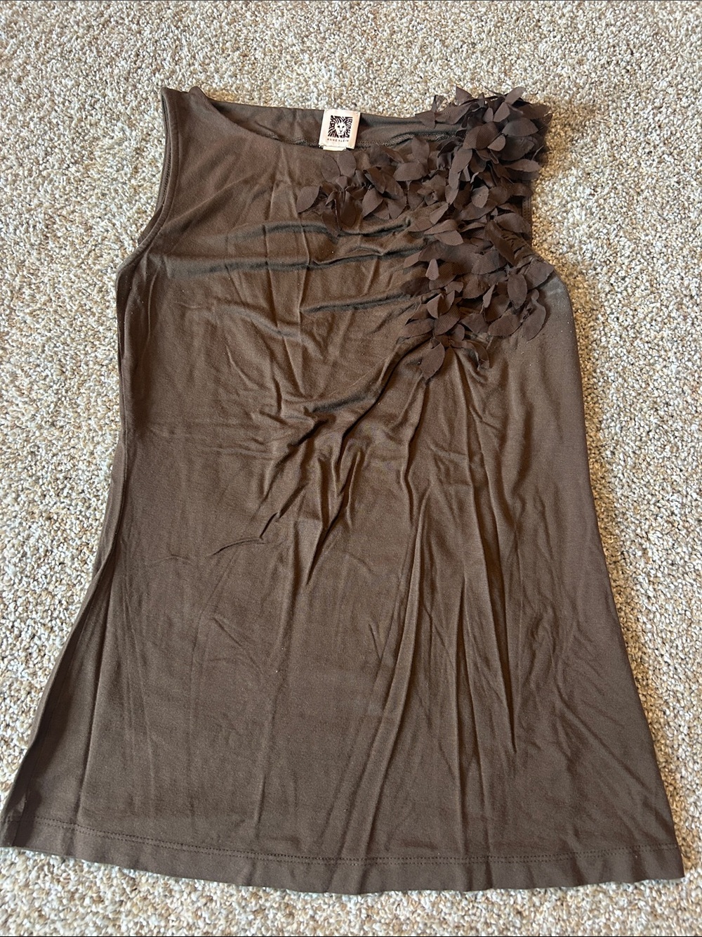Anne Klein Brown Ruffled Tank Top